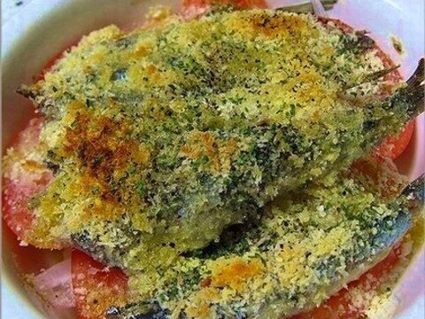 オイルサーディンのパン粉焼き